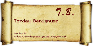 Torday Benignusz névjegykártya